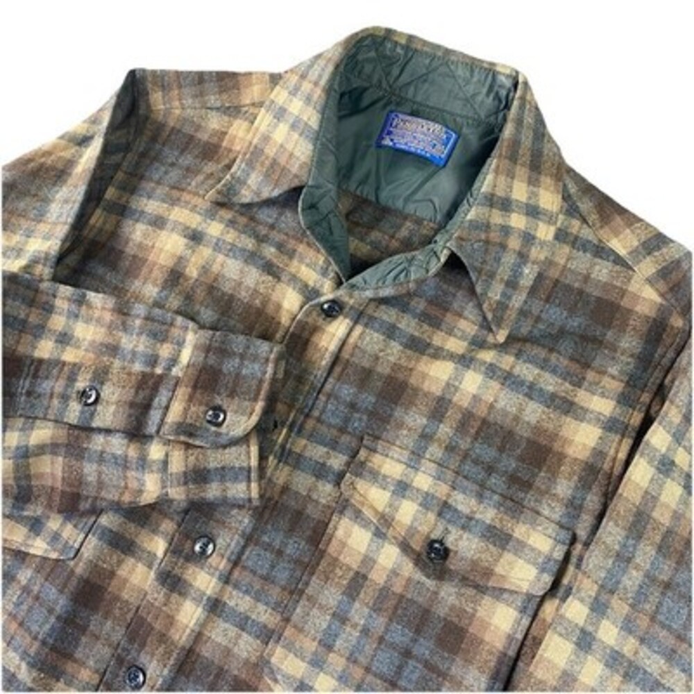 Vintage Pendleton Men's Long Sleeve‎ Button Wool Shirt 15 1/2 Brown USA Outdoor - Picture 2 of 14